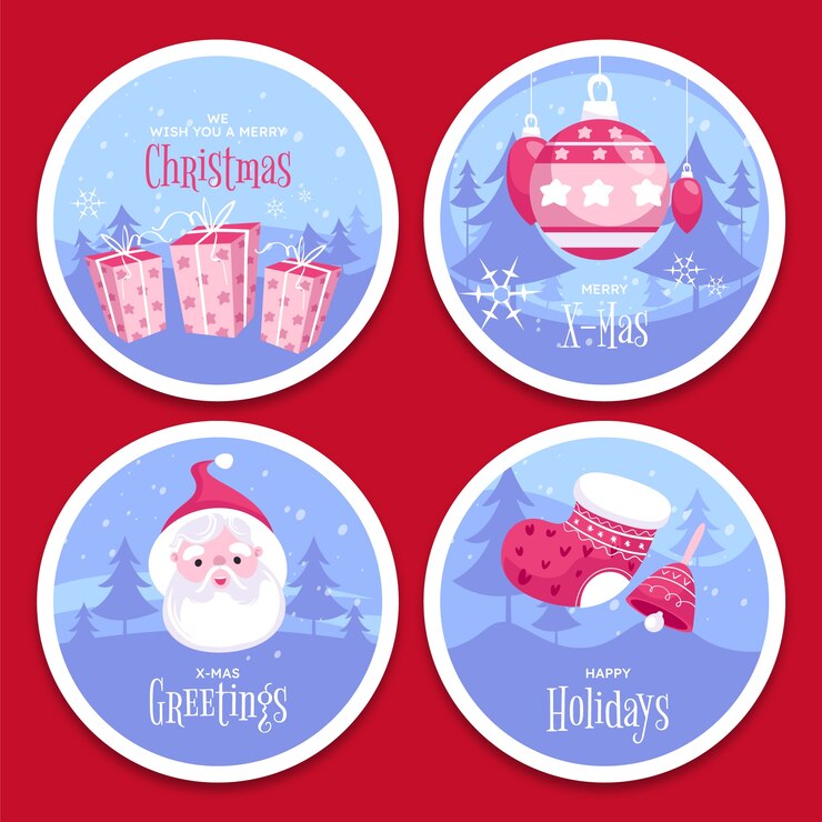 Vector gratuito colección de etiquetas de celebración navideña