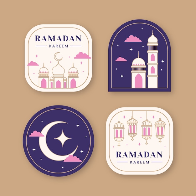 Vector gratuito colección de etiquetas para la celebración del ramadán islámico