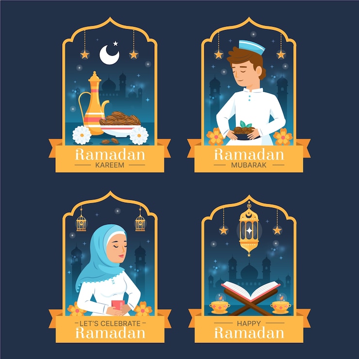 Vector gratuito colección de etiquetas para la celebración del ramadán islámico