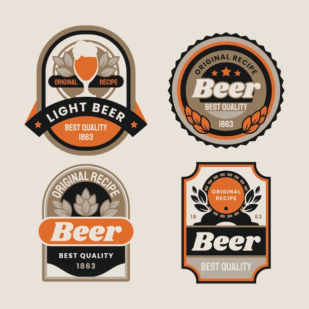 Vector gratuito colección de etiquetas de cerveza de diseño plano