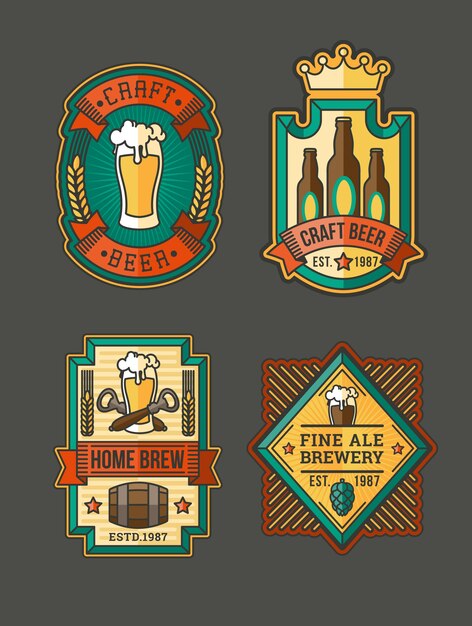 Colección de etiquetas de cerveza retro, pegatinas