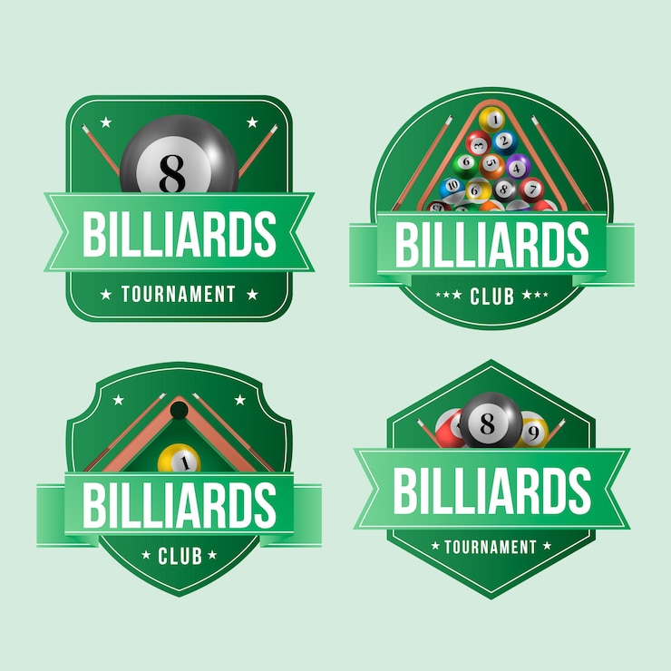 Vector gratuito colección de etiquetas para el club de billar y el juego de billar.
