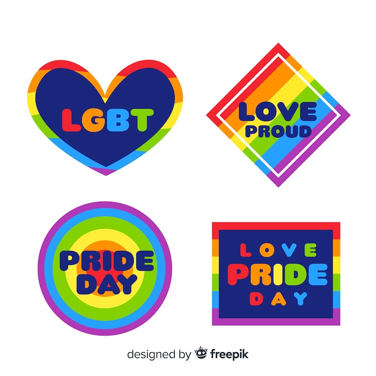 Vector gratuito colección de etiquetas coloridas del día del orgullo lgbt