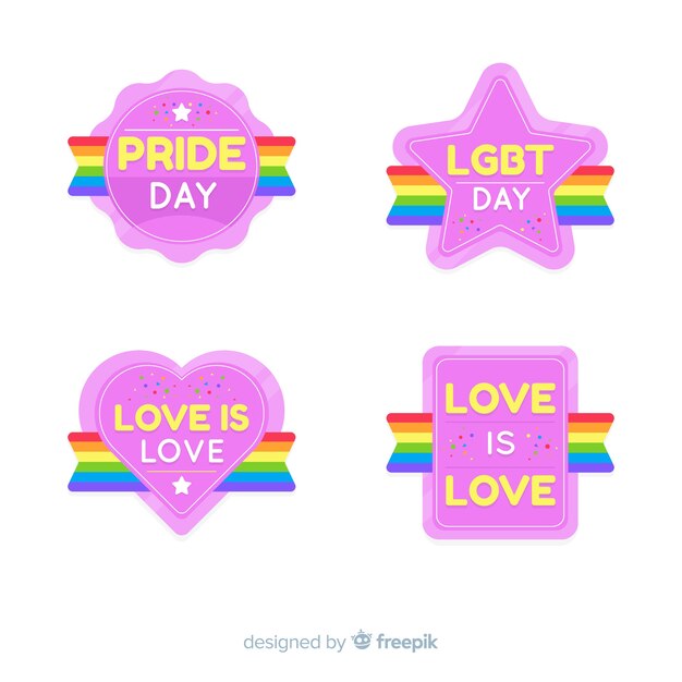 Colección de etiquetas coloridas del día del orgullo lgbt
