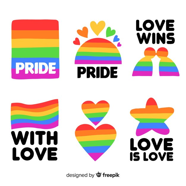 Colección de etiquetas coloridas del día del orgullo lgbt
