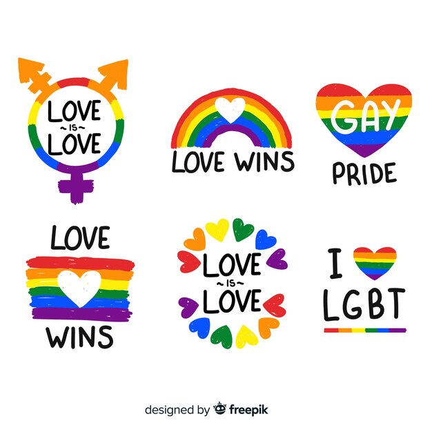 Colección de etiquetas coloridas del día del orgullo lgbt