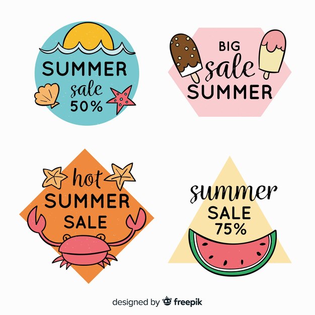 Colección etiquetas coloridas rebajas verano