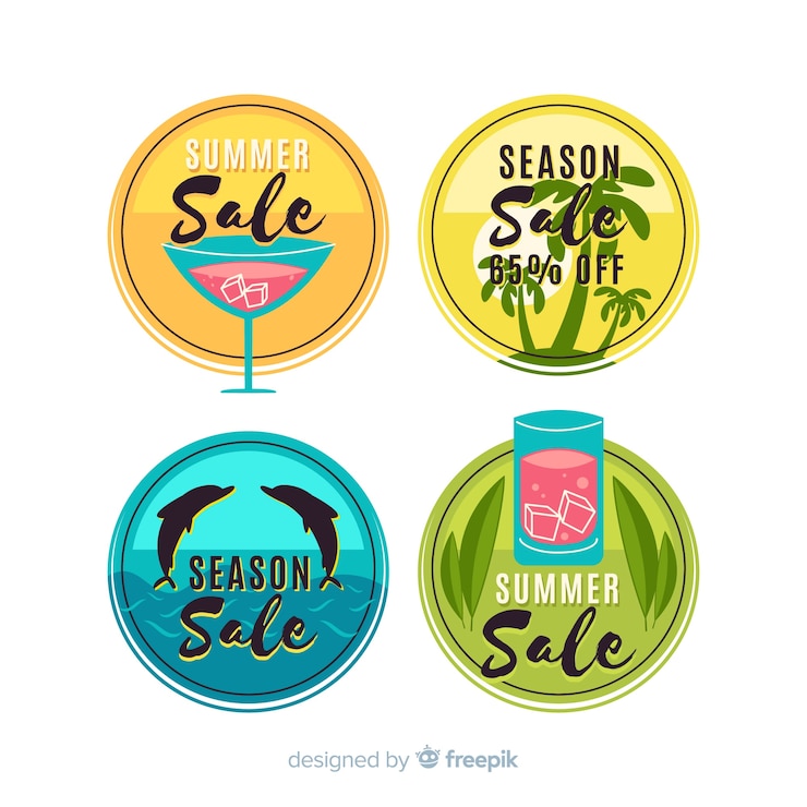 Vector gratuito colección de etiquetas coloridas de rebajas de verano
