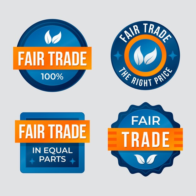 Colección de etiquetas de comercio justo degradado