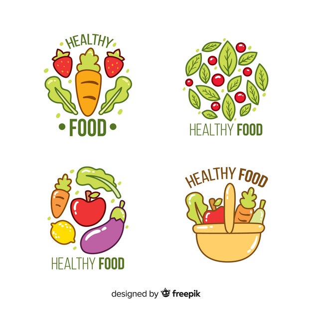 Colección etiquetas comida natural dibujadas a mano