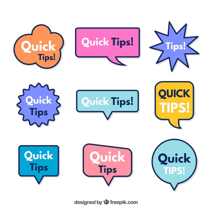 Vector gratuito colección de etiquetas de consejos en estilo plano