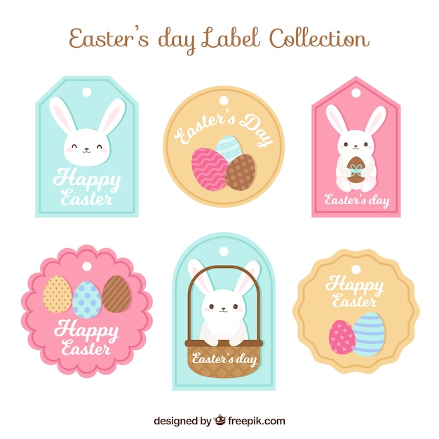 Vector gratuito colección de etiquetas creativas de pascua