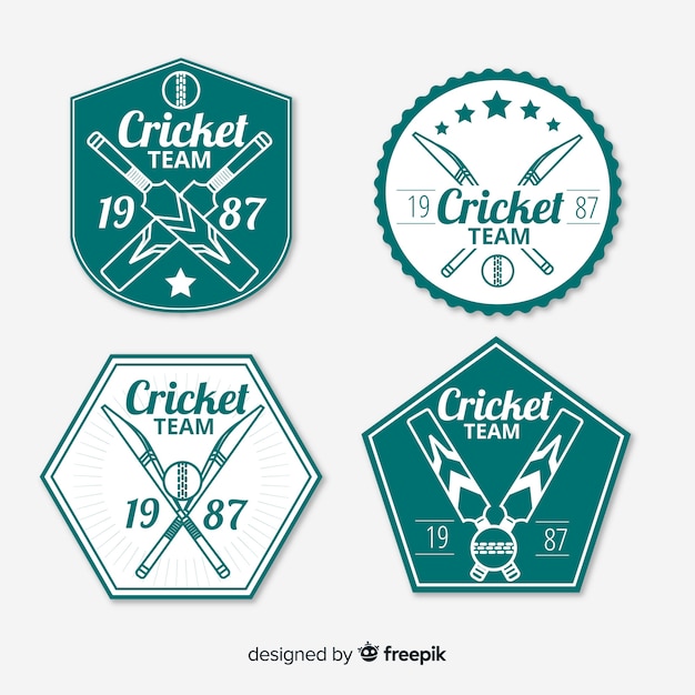 Vector gratuito colección de etiquetas de cricket