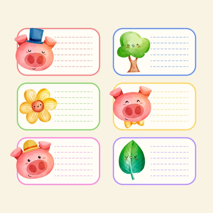 Vector gratuito colección de etiquetas de cuaderno de acuarela