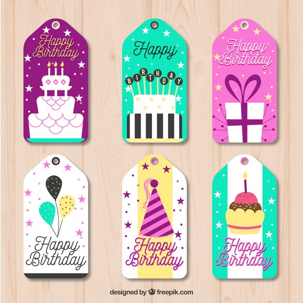 Colección de etiquetas de cumpleaños