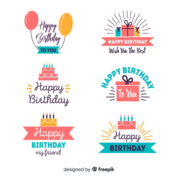 Colección de etiquetas de cumpleaños