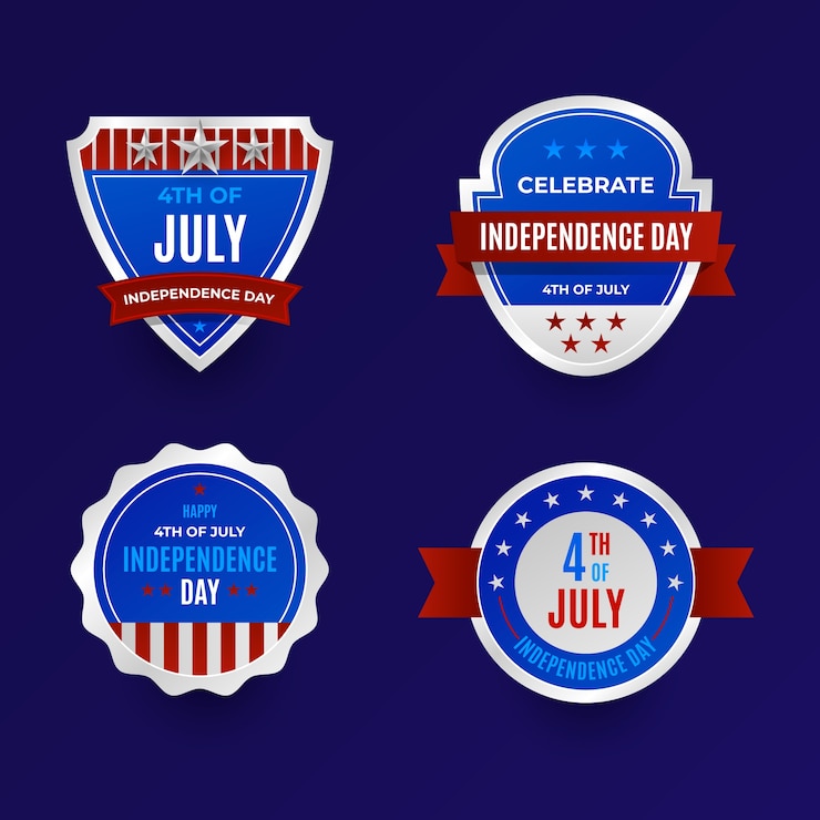 Vector gratuito colección de etiquetas degradadas del 4 de julio.