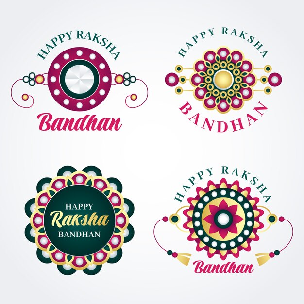 Colección de etiquetas de degradado raksha bandhan