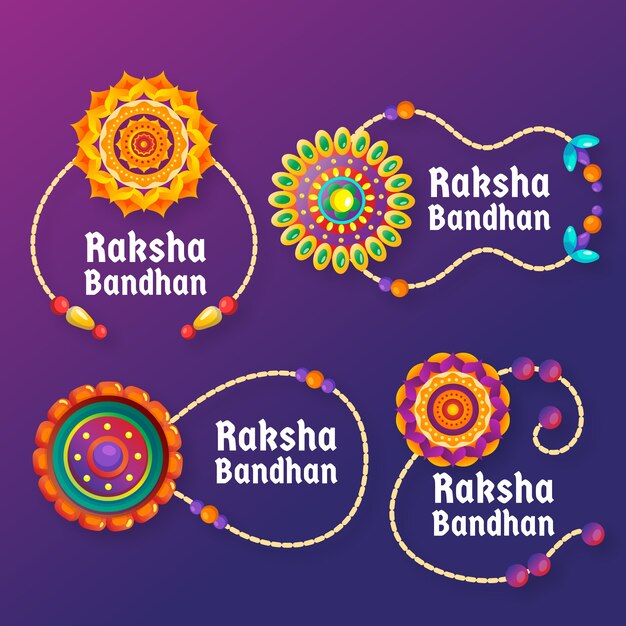 Colección de etiquetas de degradado raksha bandhan