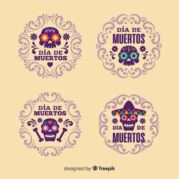 Vector gratuito colección de etiquetas para el día del evento muerto