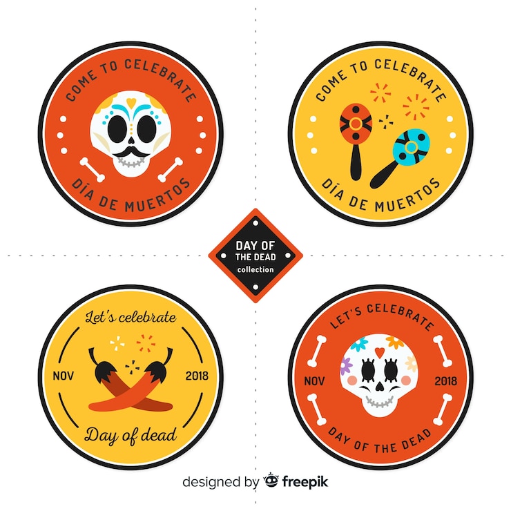 Vector gratuito colección de etiquetas del día de muertos