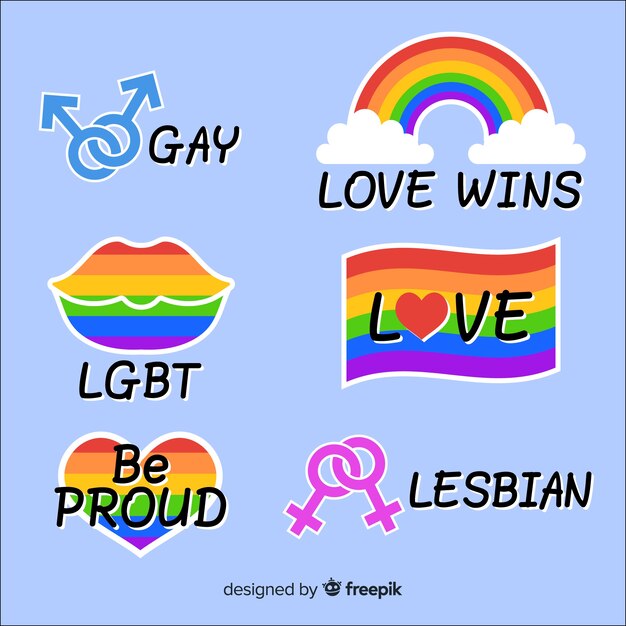 Colección de etiquetas del día del orgullo lgbt