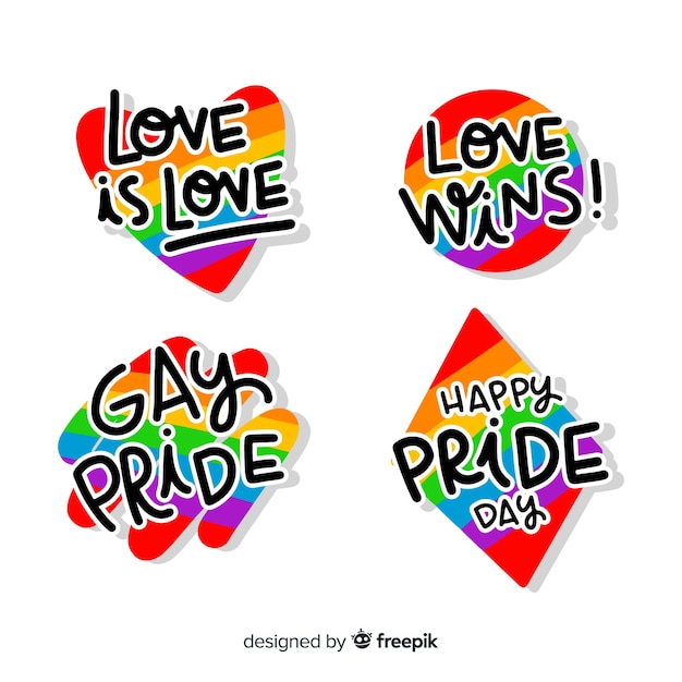 Vector gratuito colección de etiquetas del día del orgullo lgbt