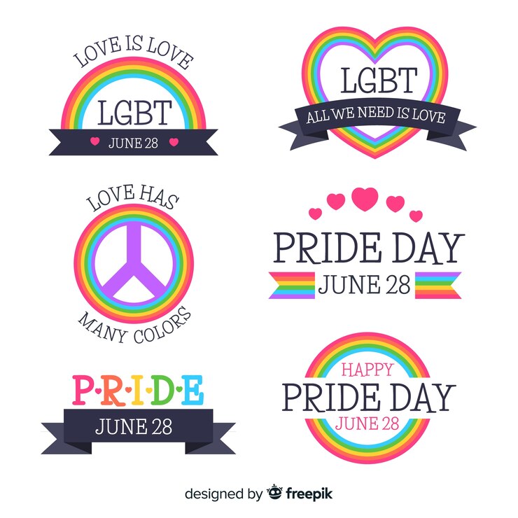 Vector gratuito colección de etiquetas del día del orgullo lgbt