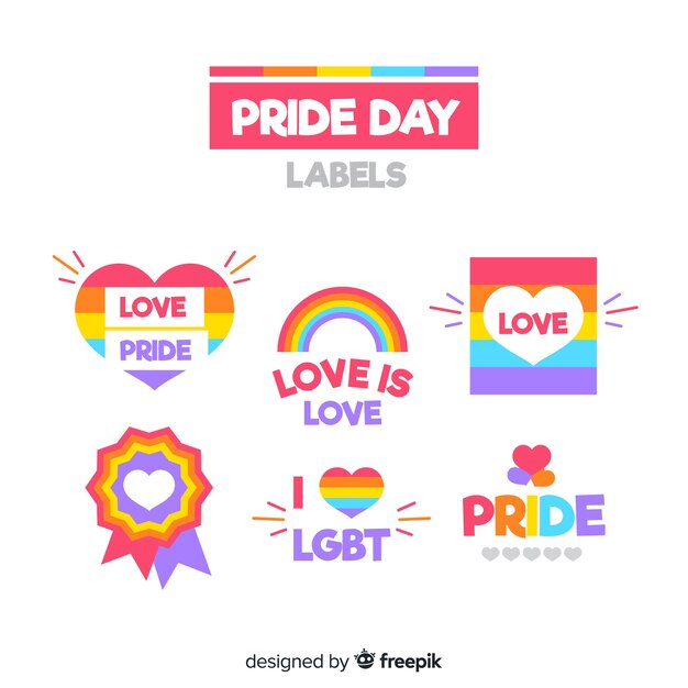 Colección de etiquetas del día del orgullo