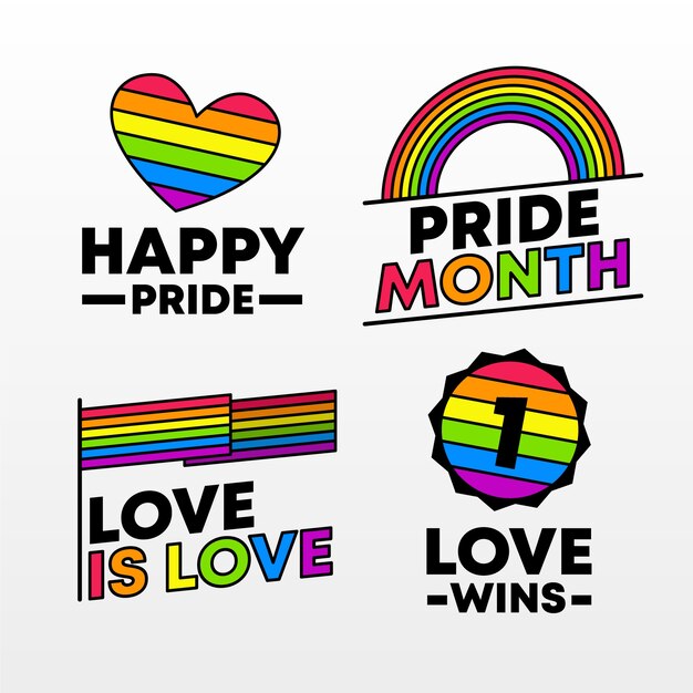 Colección de etiquetas del día del orgullo