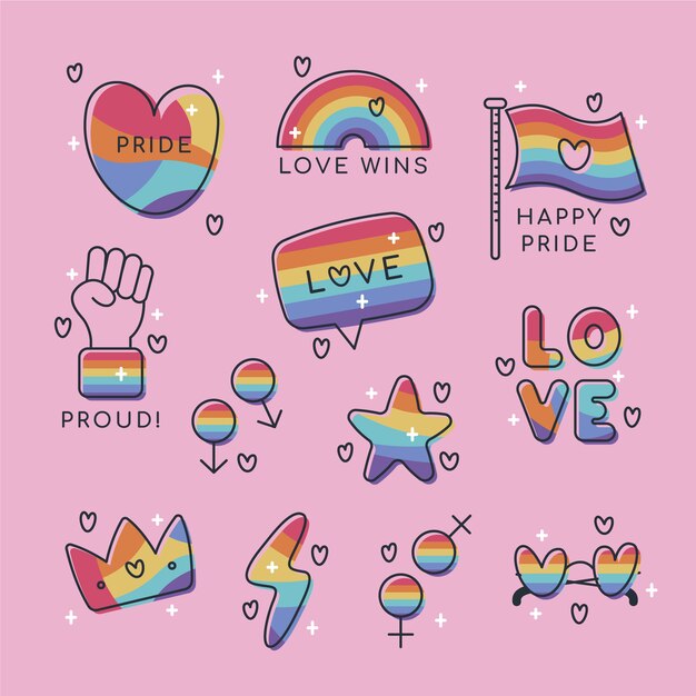 Colección de etiquetas del día del orgullo