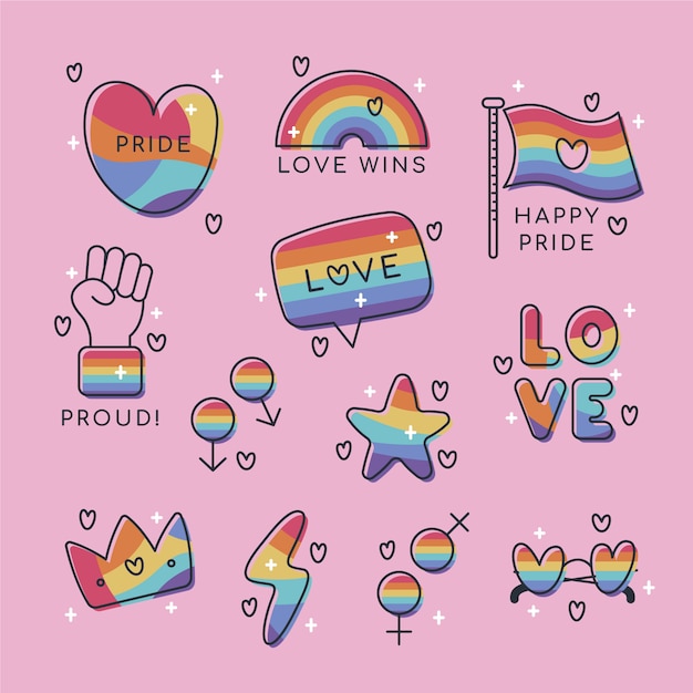 Colección de etiquetas del día del orgullo