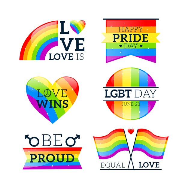 Colección de etiquetas del día del orgullo