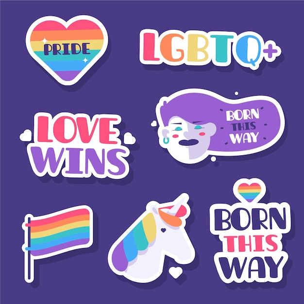 Colección de etiquetas del día del orgullo