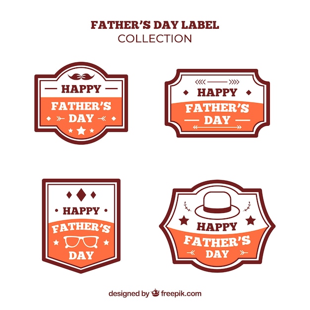 Vector gratuito colección de etiquetas de día del padre en estilo plano