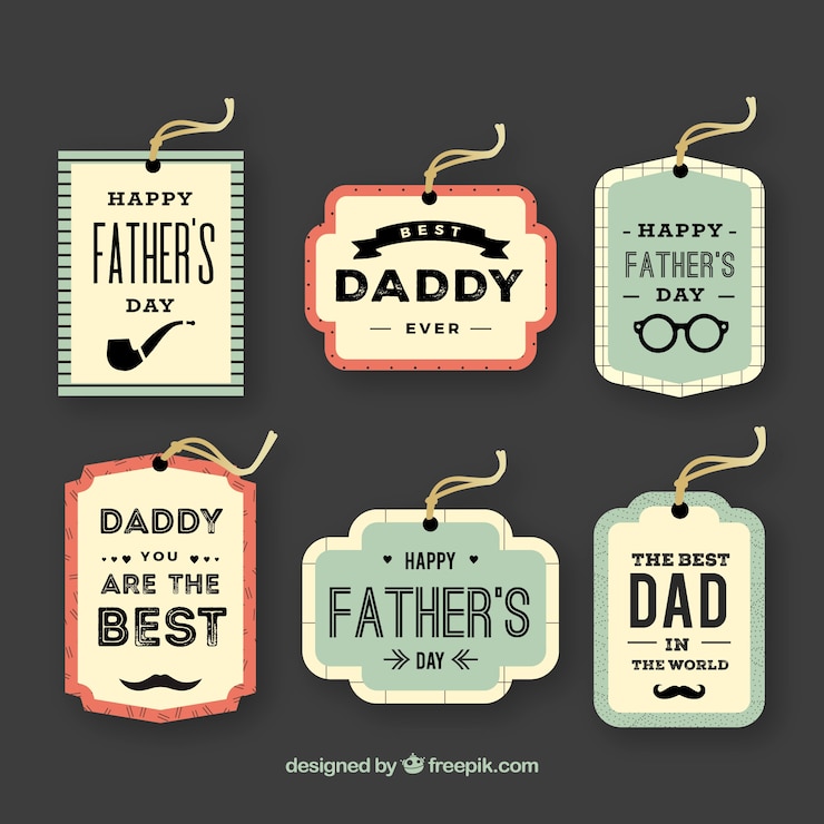 Vector gratuito colección de etiquetas de día del padre en estilo vintage 