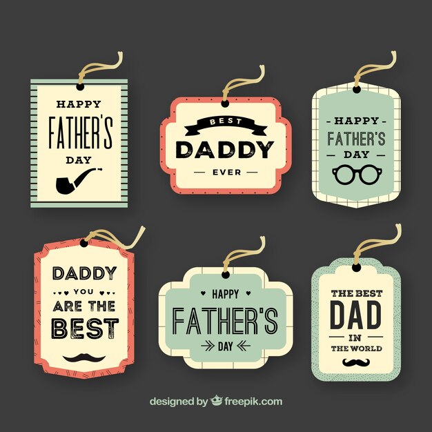 Colección de etiquetas de día del padre en estilo vintage