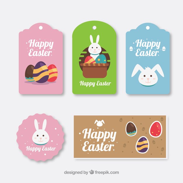 Colección de etiquetas día de Pascua