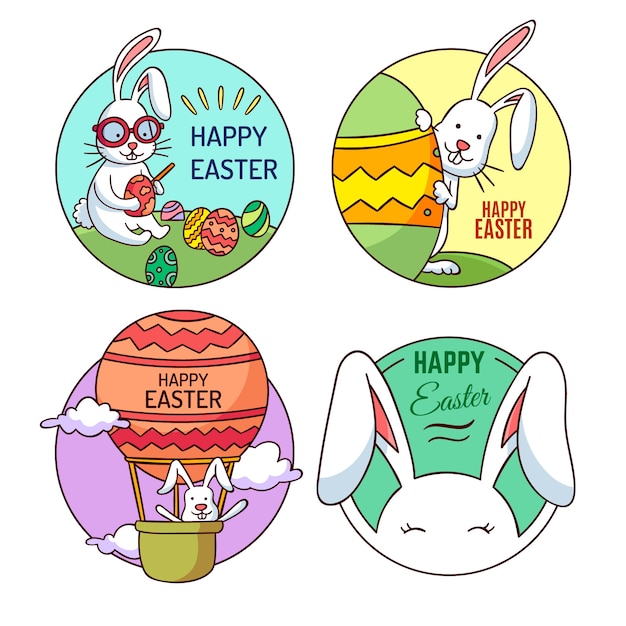 Colección de etiquetas del día de Pascua