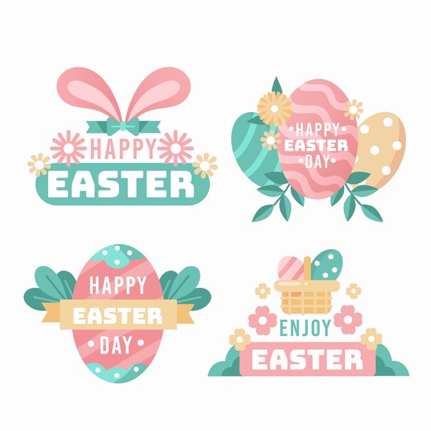 Colección de etiquetas del día de Pascua