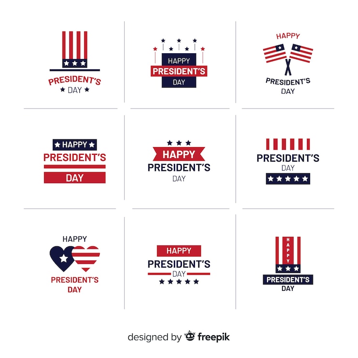 Vector gratuito colección de etiquetas del día del presidente