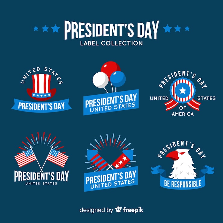 Vector gratuito colección de etiquetas del día del presidente