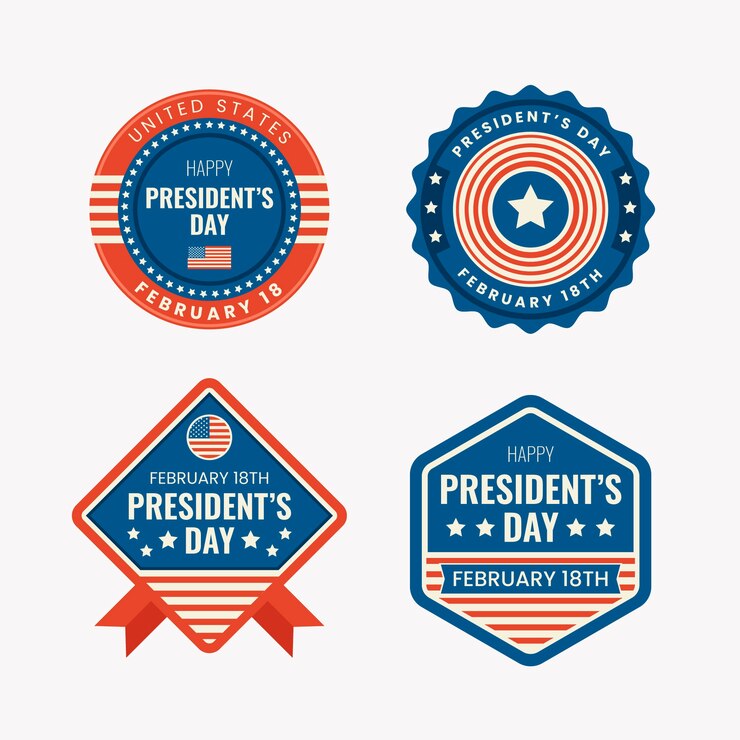 Vector gratuito colección de etiquetas del día del presidente