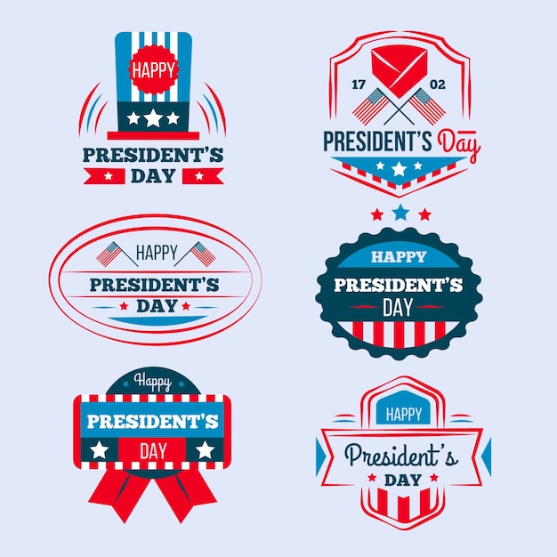 Vector gratuito colección de etiquetas para el día de los presidentes.
