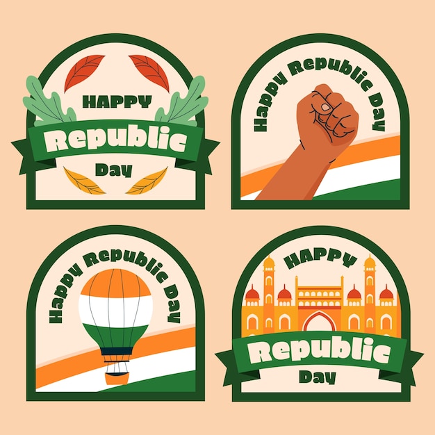 Vector gratuito colección de etiquetas para el día de la república de la india