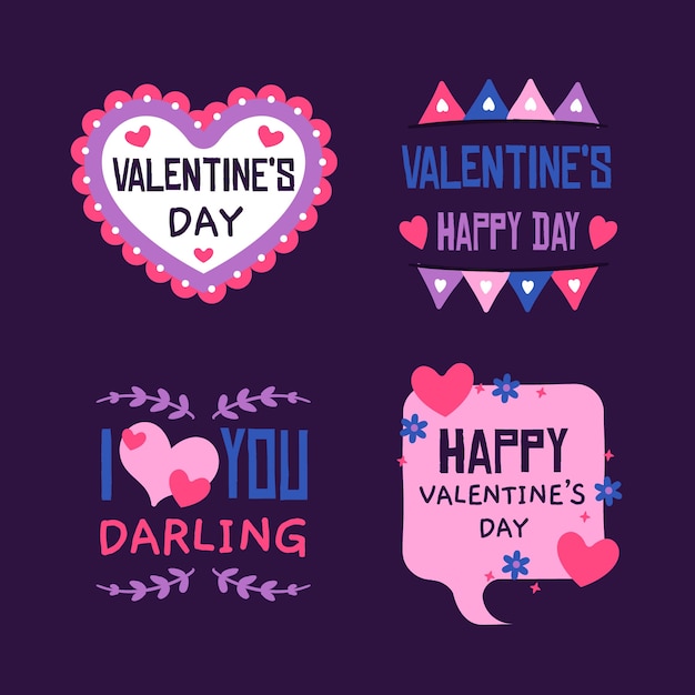 Vector gratuito colección de etiquetas del día de san valentín dibujadas a mano