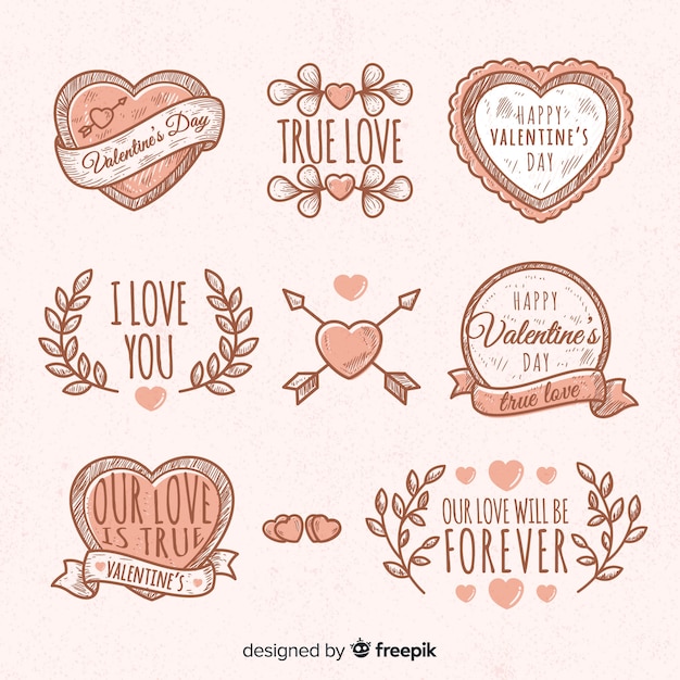 Vector gratuito colección etiquetas día de san valentín