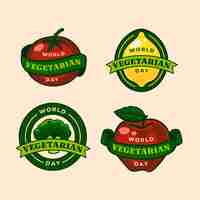 Vector gratuito colección de etiquetas dibujadas a mano del día mundial del vegetariano