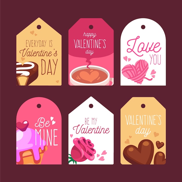 Vector gratuito colección de etiquetas de diseño plano del día de san valentín