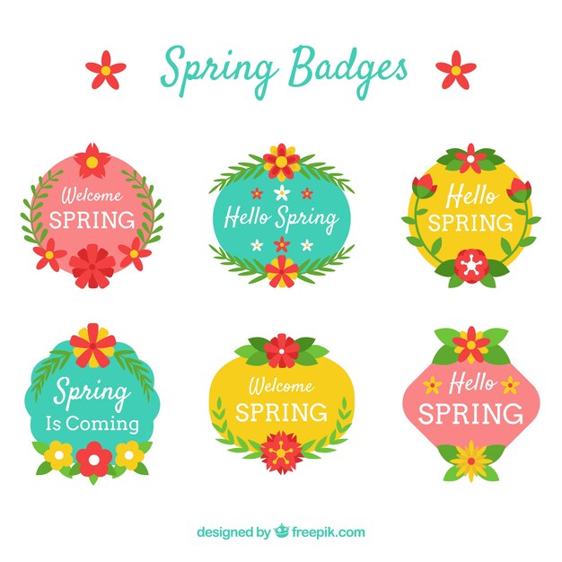 Colección de etiquetas e insignias de primavera